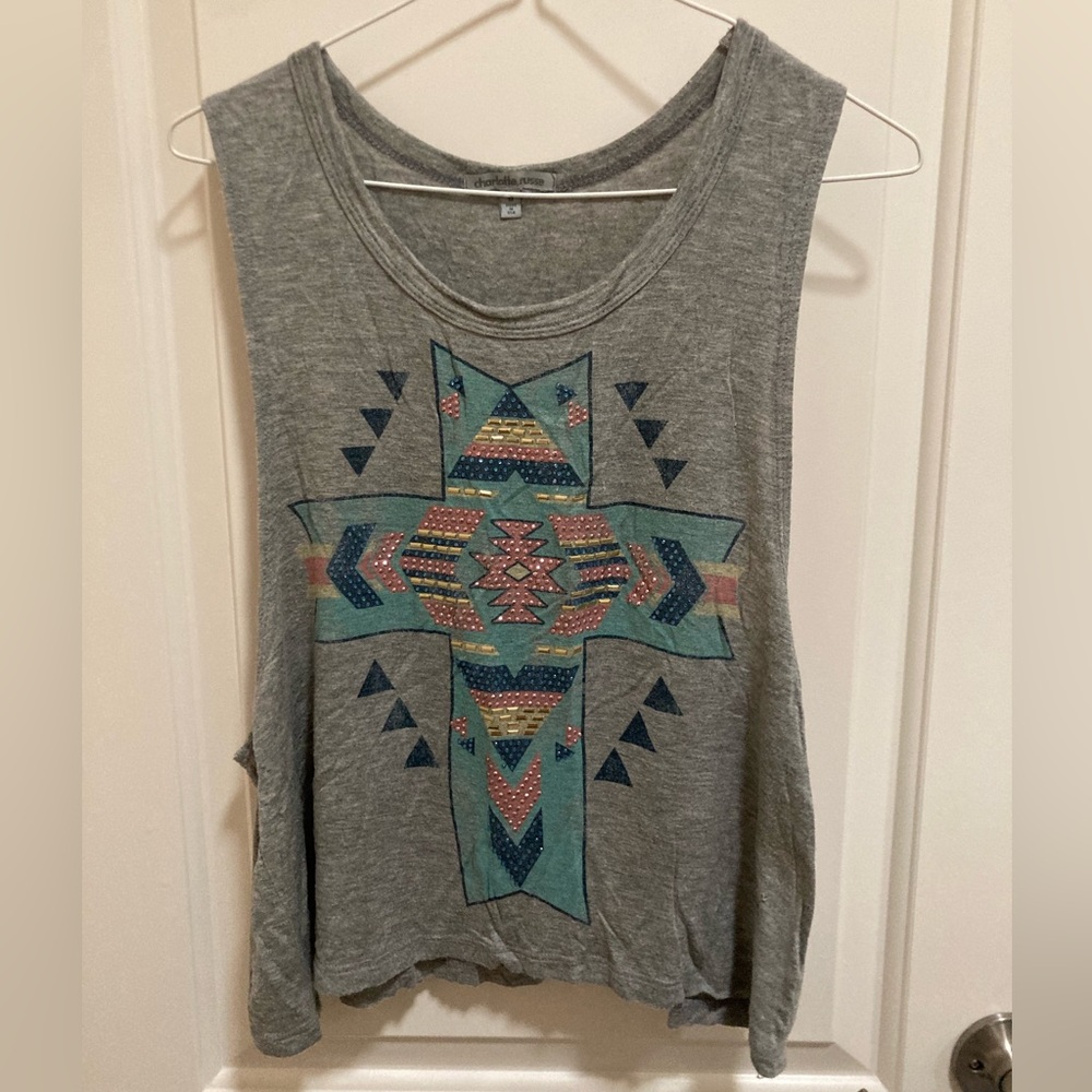 Charlotte Russe grey women’s muscle tee tank top soft flowy